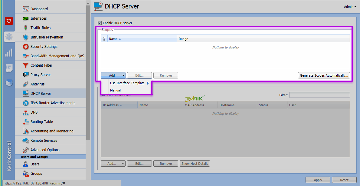  DHCP Kerio Control