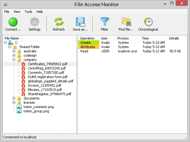 تصویر از مدیریت بر تغییرات در پوشه و فایل ها توسط برنامه SoftPerfect File Access Monitor