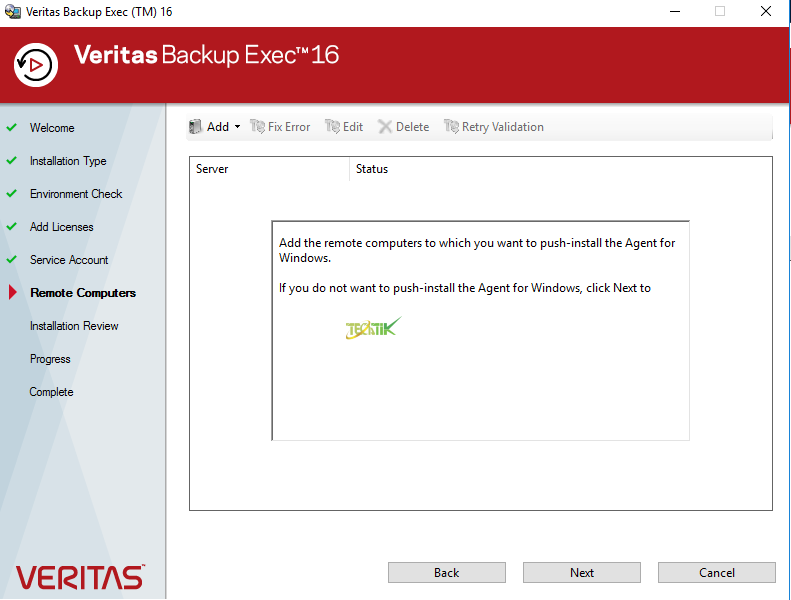 Install Veritas Backup Exec