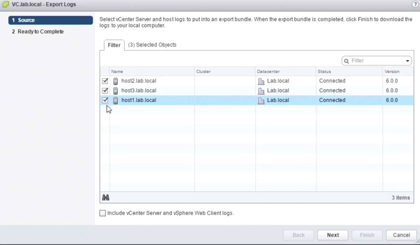 دانلود لاگ فایل های VMware ESXi و vCenter با استفاده از VMware Web Client